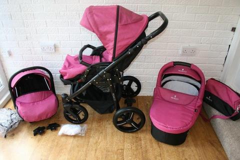 Venicci pram travel system and extras 3 in 1 - pink denim CAN POST