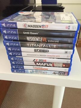 PS4 console with controller and 10 games