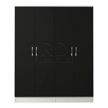hampton 4 door wardrobe white and black