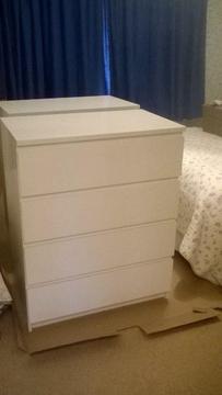 Pair of chest of drawers, white Ikea Malm