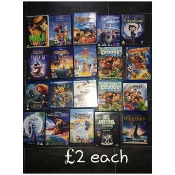 DVDs £2 each children’s DVDs