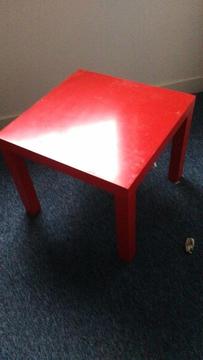 2 Red Ikea Lack Tables. 55x55x45cms