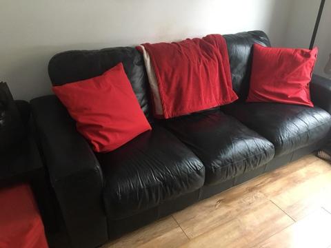Free 2 seater black leather sofa