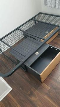 Single metal bed cot with storage