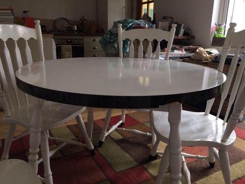 White painted table and 4 chairs - free to collector