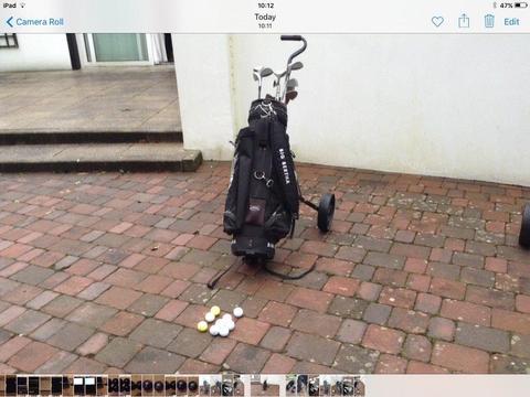 Golf clubs bag and trolley