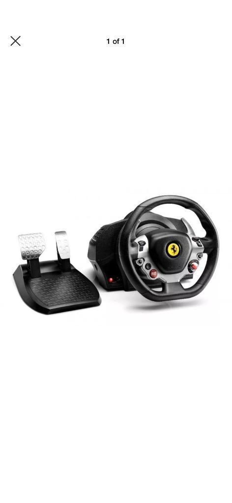 Thrustmaster Ferrari steering wheel and pedals used twice with box for Xbox one