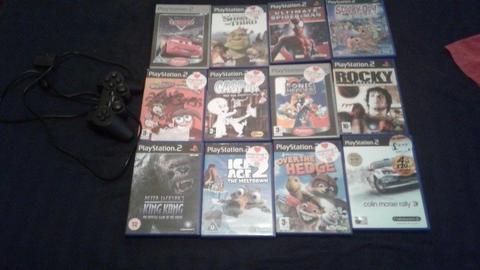 Playstation 2, 2 controls, 12 games and 2 memory cards. All leads ect