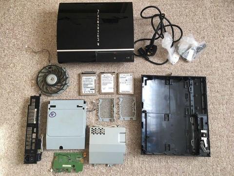 Sony PS3 Console with YLOD + 3 Hard Drives + Various other parts for PS3