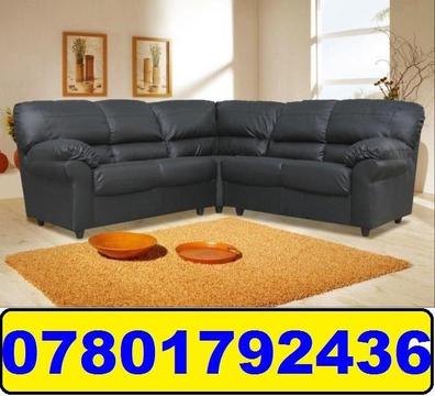 LEATHER/FABRIC CANDY 3+2/CORNER SOFA BLACK OR BROWN + DELIVERY