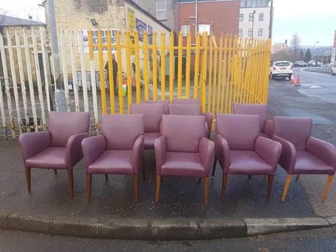 Purple/wine leather arm chairs