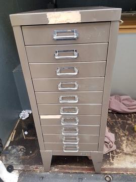 Vintage stor multi 10 drawer cabinet, in Grey heavy metal