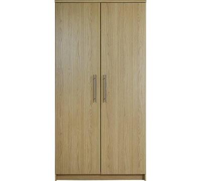 Ex display Large tall 2 door wardrobe, oak colour. Bargain as SOLD WHOLE, Delivery available