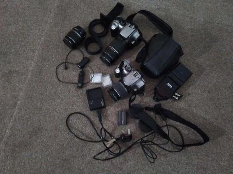 Two Canon EOS 300D bases, lens and various accessories