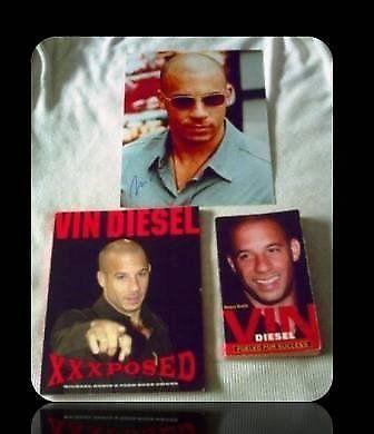 VIN DIESEL PAPERBACK BOOKS/ SIGNED PHOTO - 3 ITEMS - FOR SALE