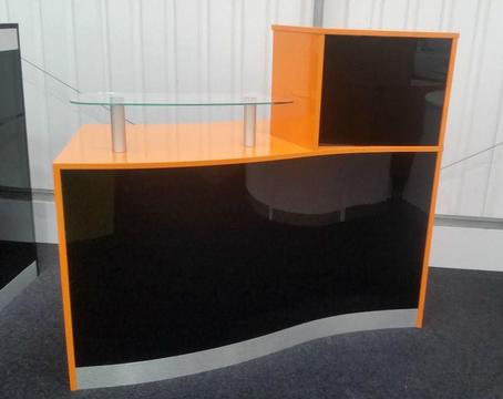 Reception Desk in High Gloss Orange and Black