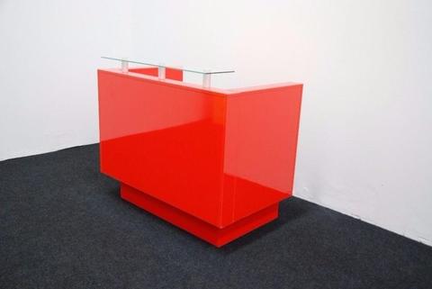 RECEPTION DESK IN RED HIGH GLOSS! GLASS TOP SHELF NEW HIGH QUALITY