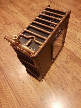 Custom Made Gaming PC Case Liquide Cooling Designed Moded Copper Frame Project