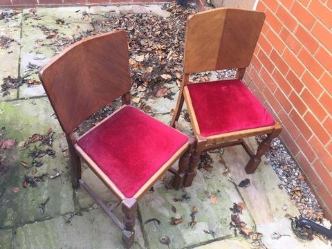 Decorative and upholstered wooden dining chairs x 4