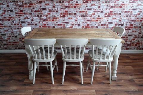Rustic Farmhouse Extending Dining Table Set Oak - Brand New - Seats Up To 12