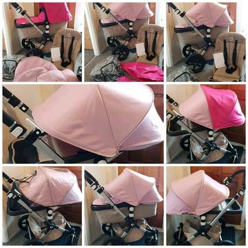 Bugaboo cameleon 3 with choices of fabric pink or extendeble soft pink
