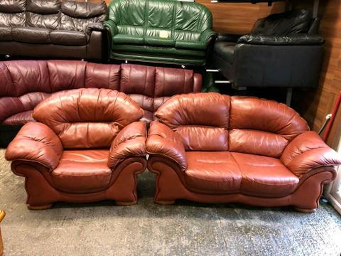 2+1 Brown leather sofa