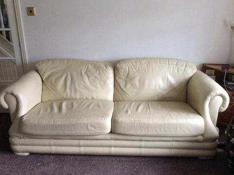 Free cream leather sofa needs a new home