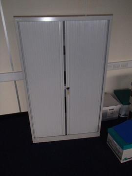 office Tambour Cupboard Storage Filing Stationery In Grey