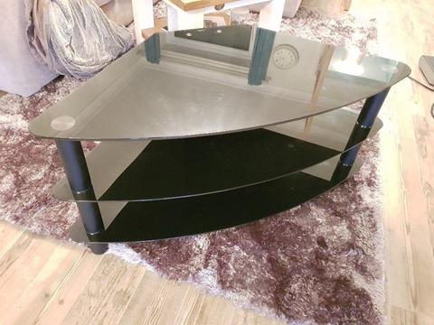 TV Stand (British Standard Rated Toughened Glass). LIKE NEW. £5