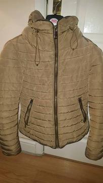 ❤Zara XS Quilted Puffer Coat In Beige. Cost £70!❤