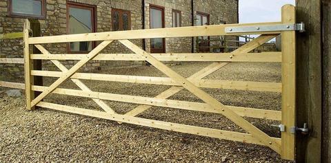 Charltons Highgrove 5 Bar Field Gates farm 12 ft entrance equestrian UNIVERSAL,TREATED,fence,fencing