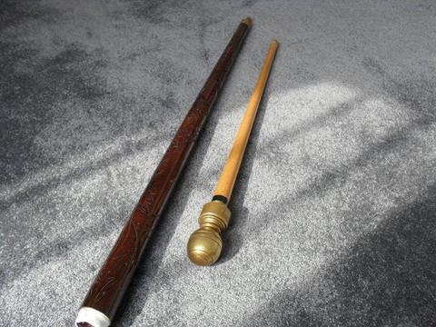 RARE VINTAGE WALKING STICK/CANE WITH CONCEALED SNOOKER, BILLIARD CUE, VERY UNUSUAL