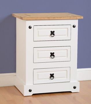 New Cheap Corona Mexican White or Grey bedside cabinet £69