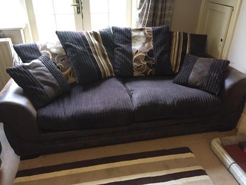 Lovely brown mixed fabric 3 seater sofa