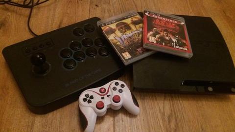 PS3 WITH FIGHTSTICK AND 14 GAMES