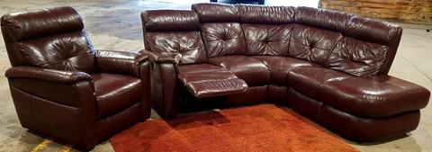 Genuine leather corner sofa and chair
