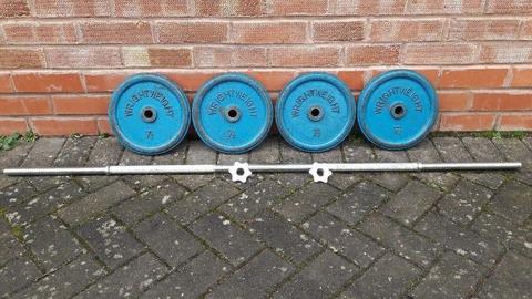 CAST IRON WEIGHTS SET WITH BARBELL