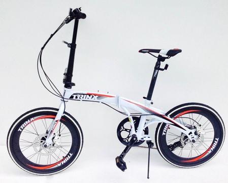 Folding bike 20 inch wheels 7 speed shimano gears disc brakes carry bag Trinx *NEW*