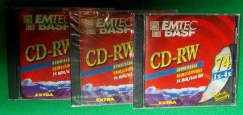 3 x BASF CD-RW's BLANK DISCS - 740min/650mb