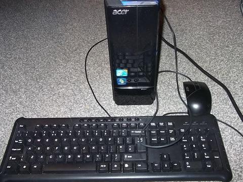 pc,tower & keyboard + mouse,acer aspire quad core computer,no texts plz