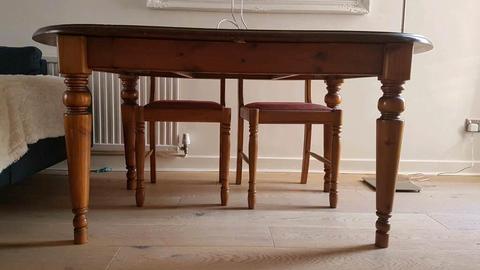Extendable Dining table and chairs for sale. Solid wood, John Lewis