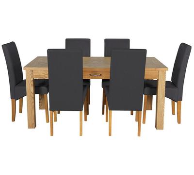 Heart of House Farnham Table and 6 Chairs -Oak Veneer Black