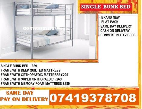 Brand New metal Bunk Bed Available With Mattress zimibab