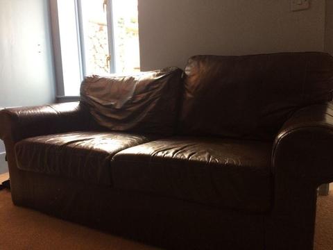 Two seater sofa brown faux leather