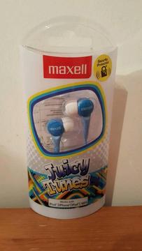 BRAND NEW Maxell Juicy Tunes Earphones Blue