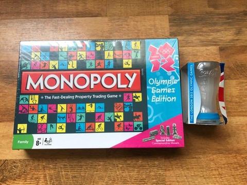 **New Sealed Monopoly London 2012 Olympic Games Collectors Edition + Glass**