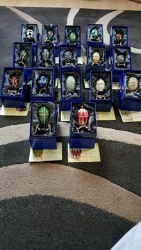 Faberge eggs and stands boxed