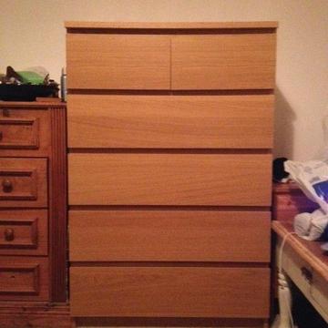 large 6 draw chest of drawers in oak x 3