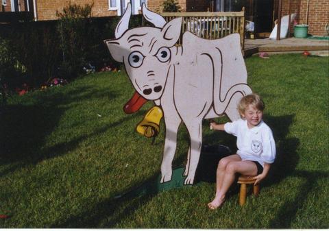 MILK THE COW wooden cut-out with support stands Fund raising School fete Company event Garden party