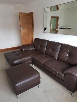 sofa Brown Leather with foot stall